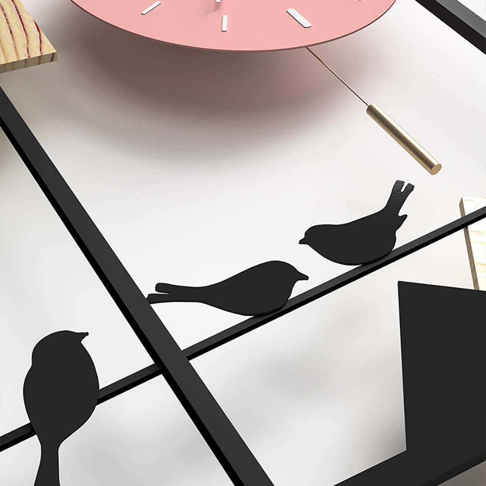 Nordic Minimalist Style Pastoral Metal Large Wall Clock with Golden Pendulum window image