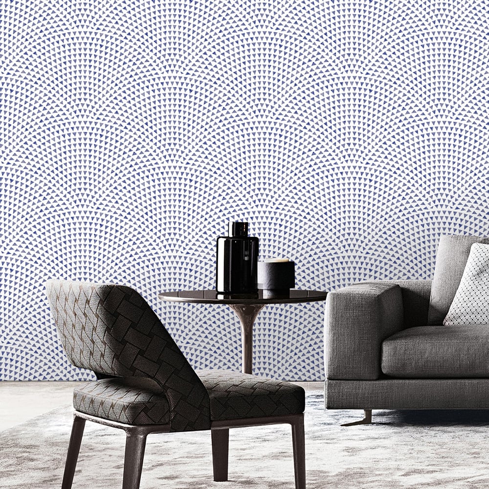 450mm x 3000mm Modern Geometric in Blue&White Peel and Stick Wallpaper 2 Rolls window image
