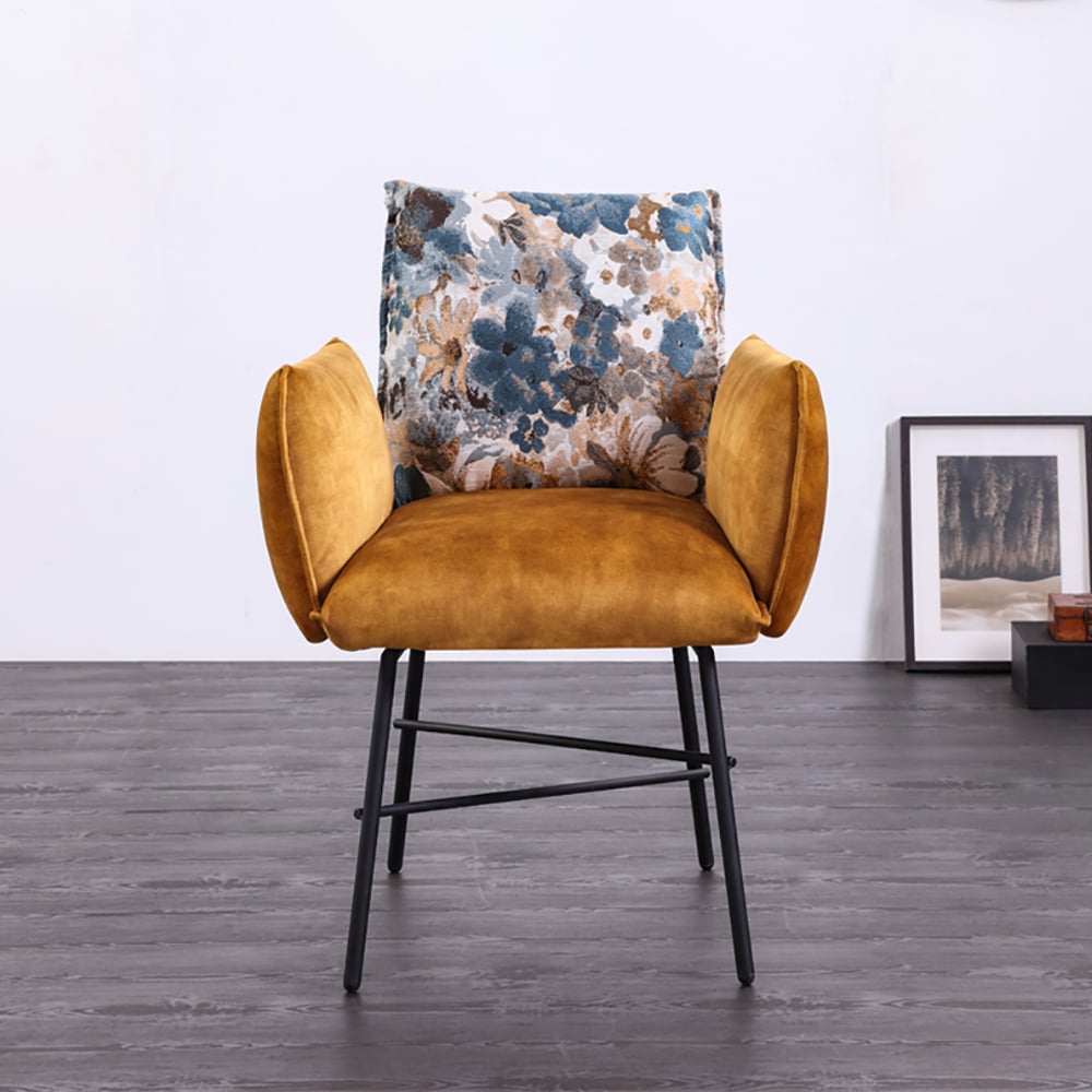 Contemporary Velvet Accent Chair Floral Arm Chair window image