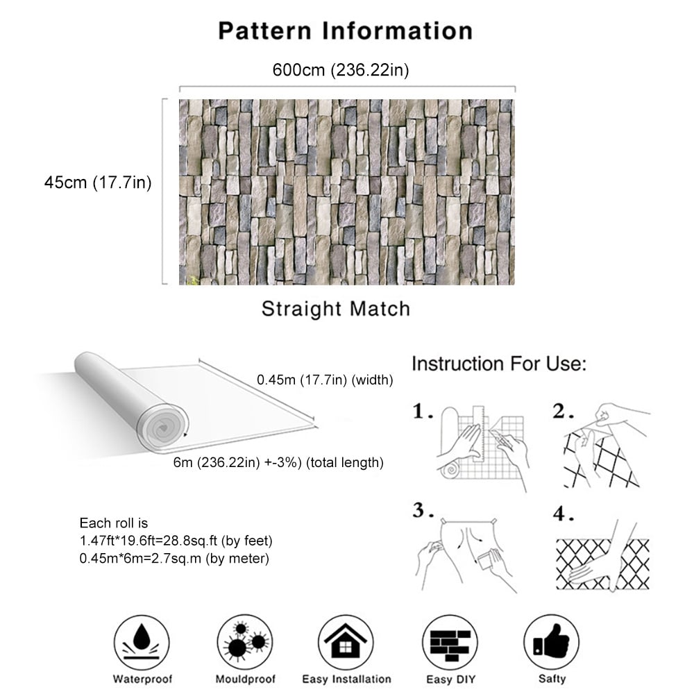 Vintage Industrial Brick Texture Yellow 17.7″W x 19.6′L Peel and Stick Wallpaper window image