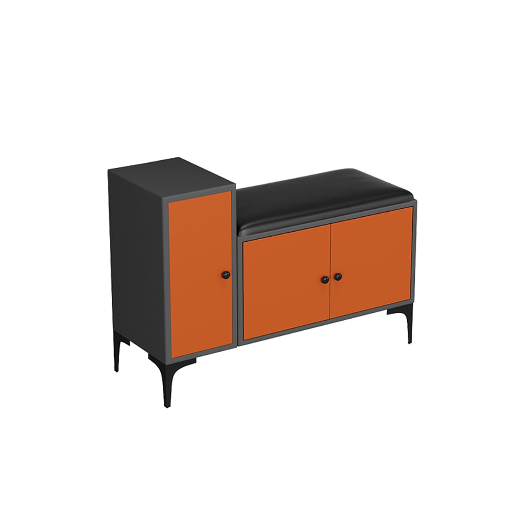 Contemporary PU Leather Upholstered Bench Entryway Shoe Storage window image