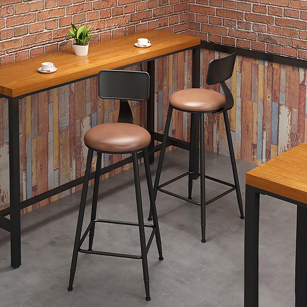 Industrial Metal Counter Height Bar Stool with Back and Footrest window image