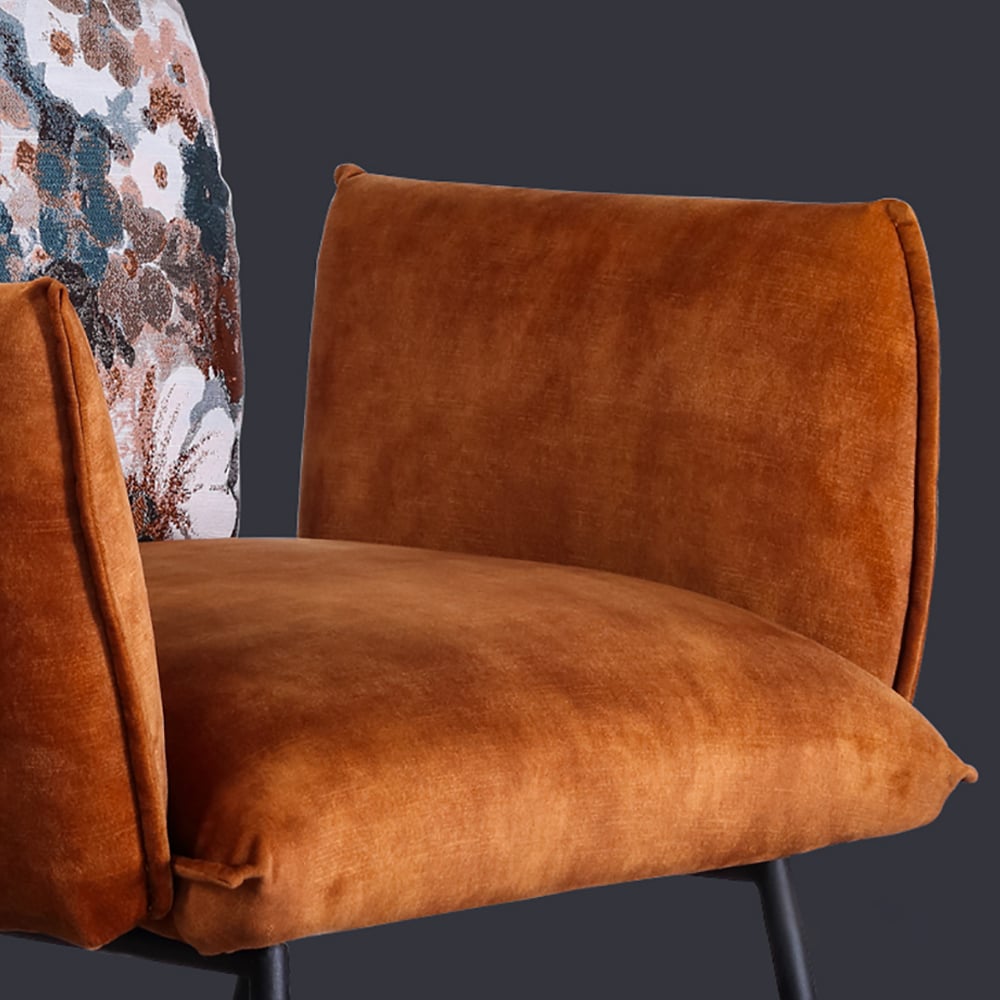 Contemporary Velvet Accent Chair Floral Arm Chair window image