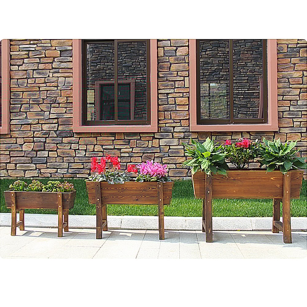 Elevated Wood Flower Pot Planter for Balcony Patio window image