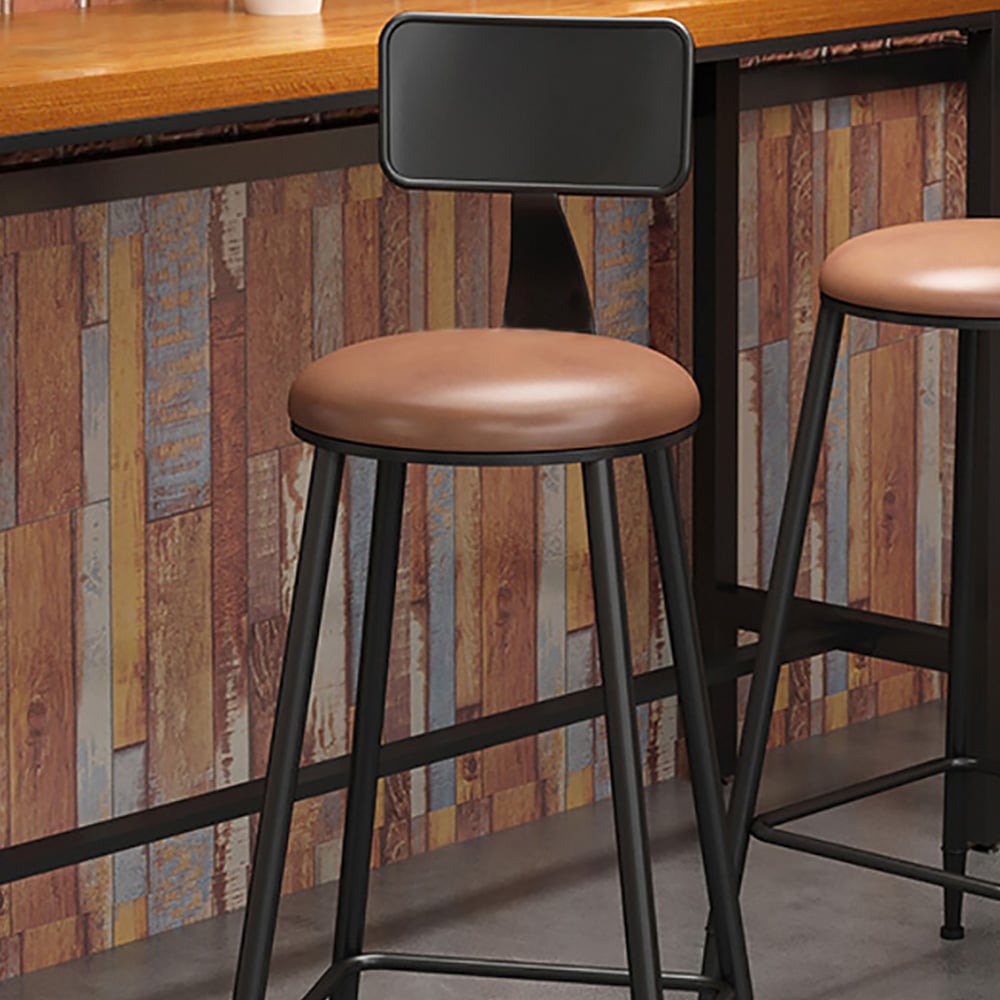 Industrial Metal Counter Height Bar Stool with Back and Footrest window image