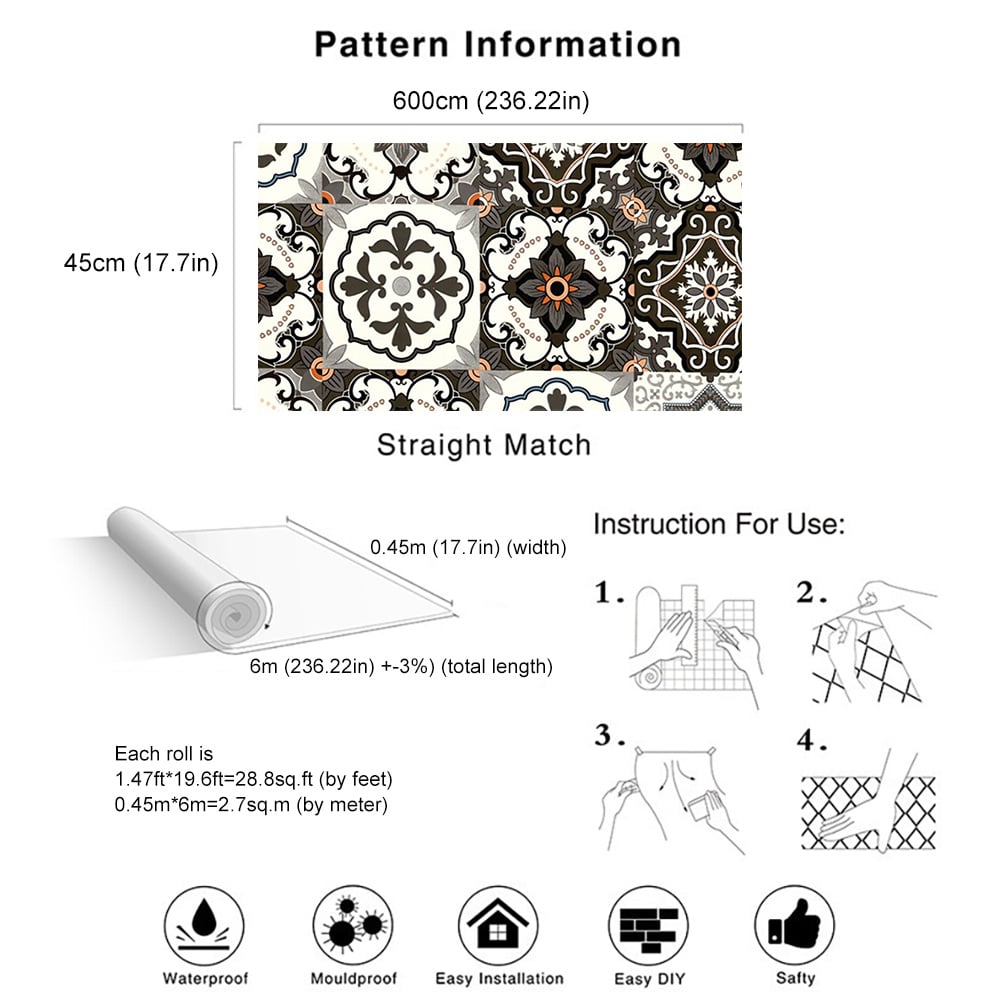450mm x 6000mm Ethnic Pattern Creative Lattice Multi-Colour Peel and Stick Wallpaper window image