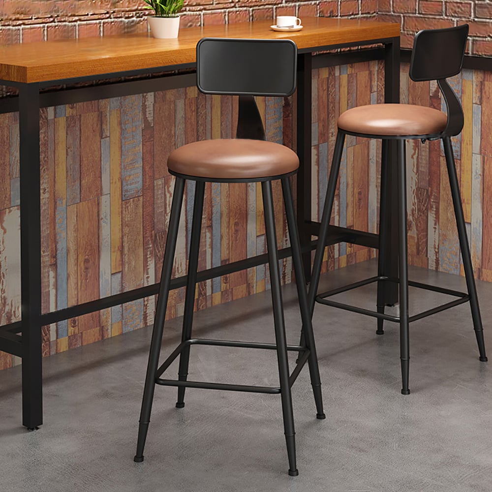 Industrial Metal Counter Height Bar Stool with Back and Footrest window image