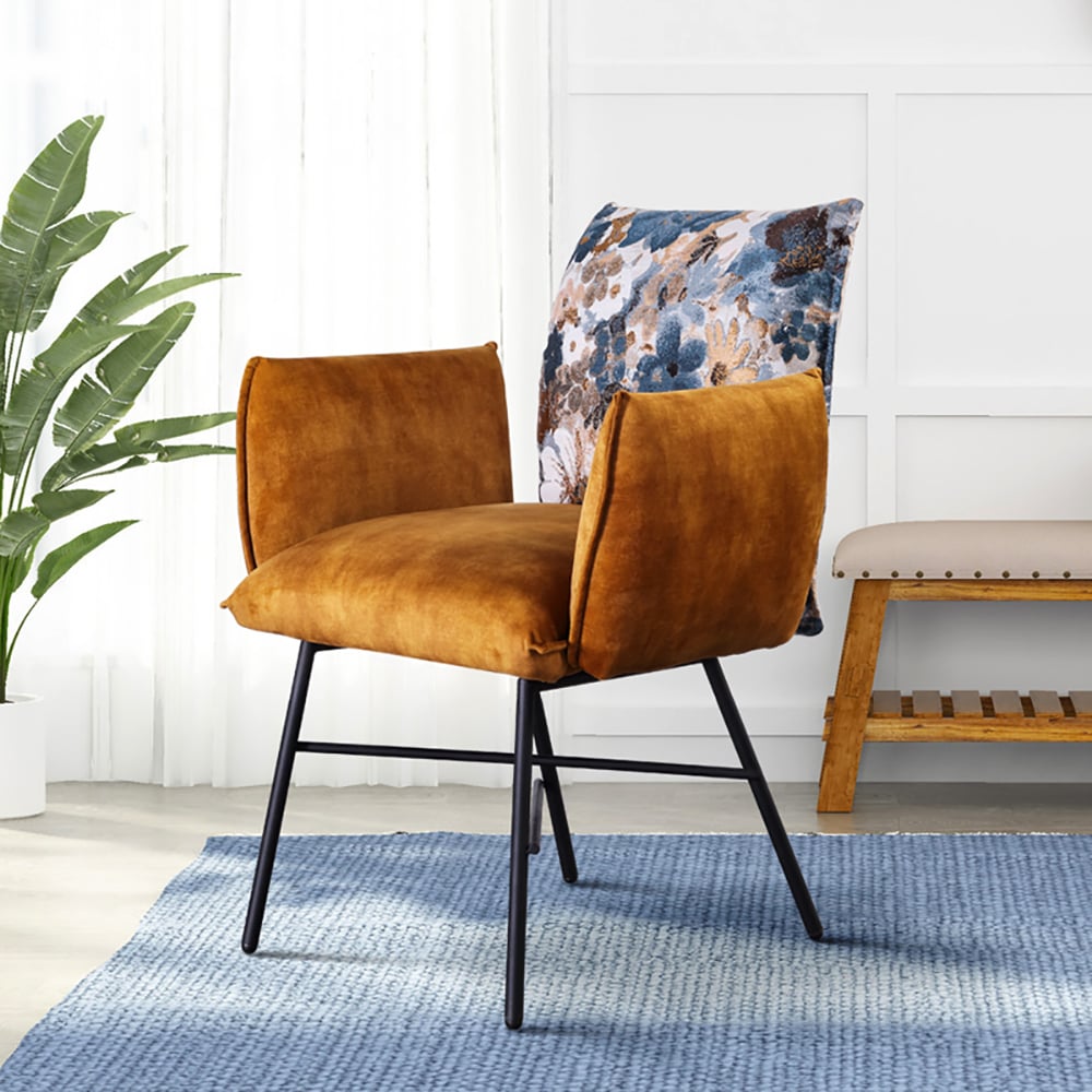 Contemporary Velvet Accent Chair Floral Arm Chair window image