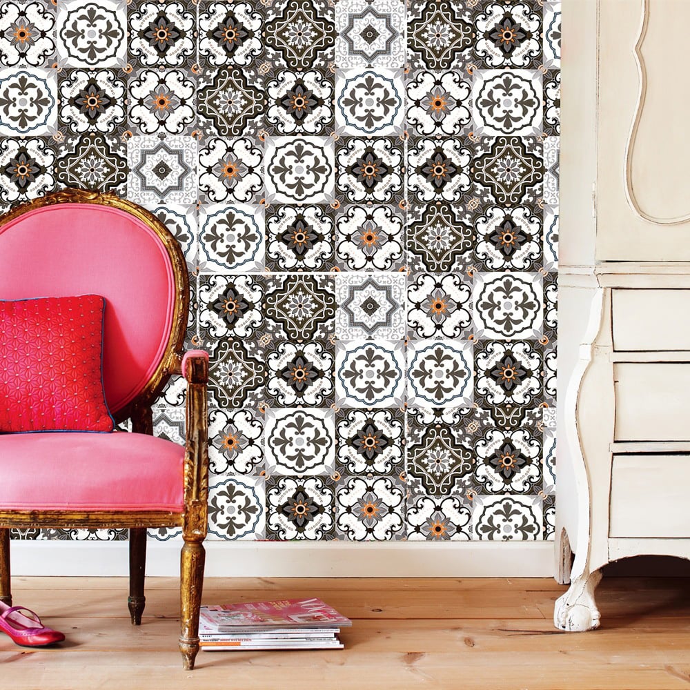 450mm x 6000mm Ethnic Pattern Creative Lattice Multi-Colour Peel and Stick Wallpaper window image