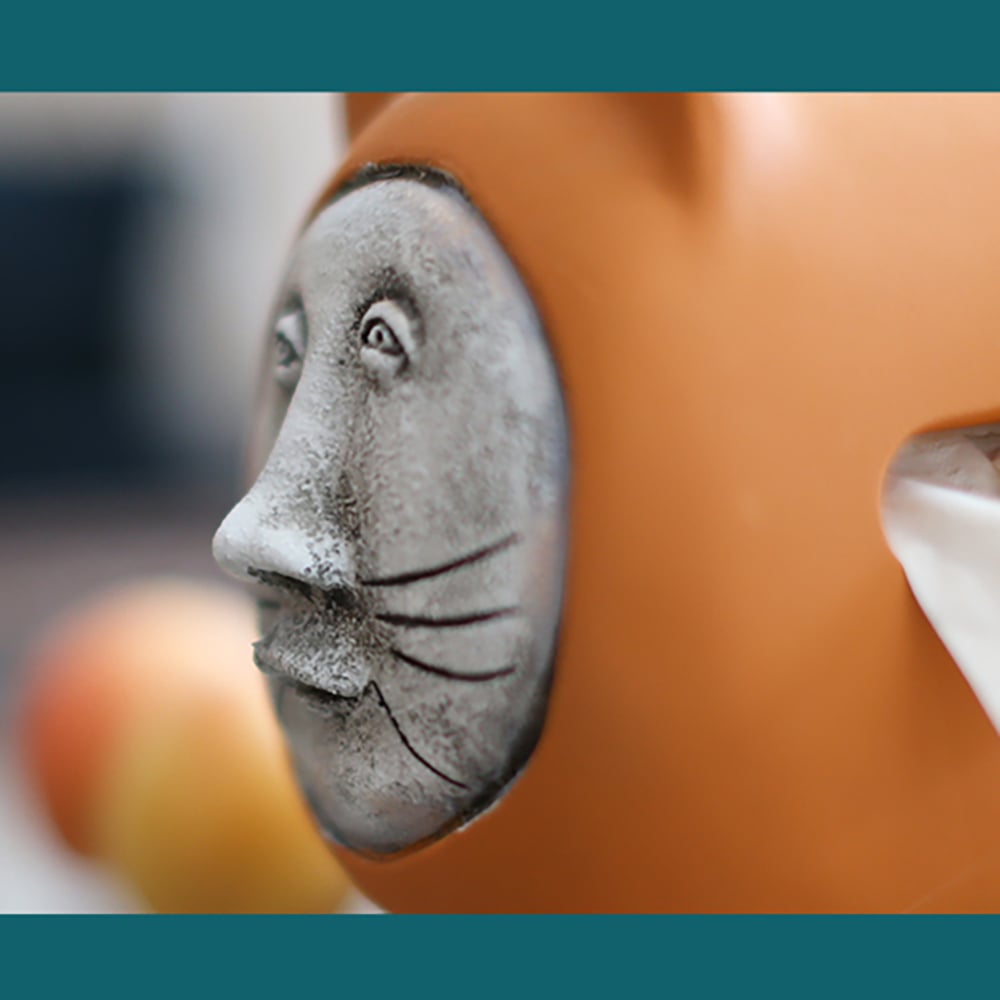 Adorable Cat Figurine Pull Out Tissue Box with Cover Back Opening window image