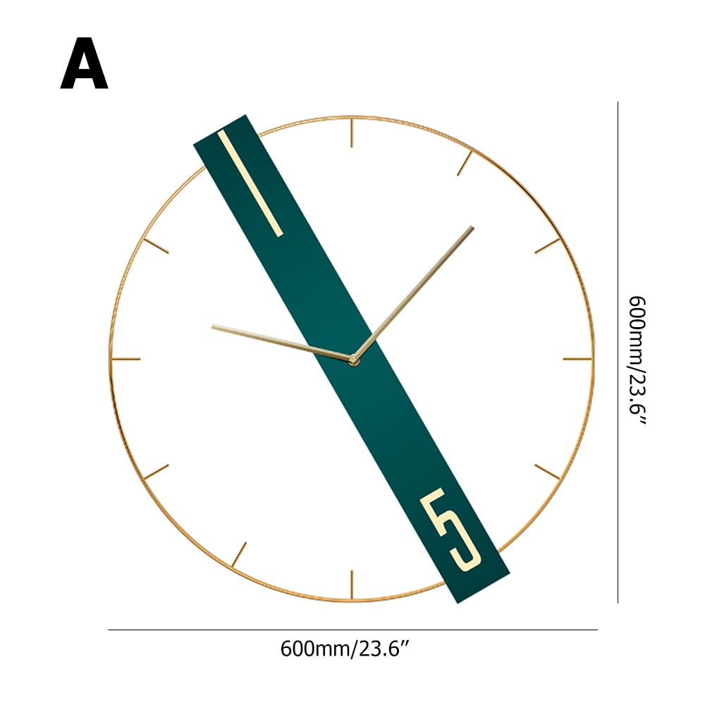 600mm Minimalist Oversized Wall Clock with Round Metal Frame&Wooden Rectangle window image