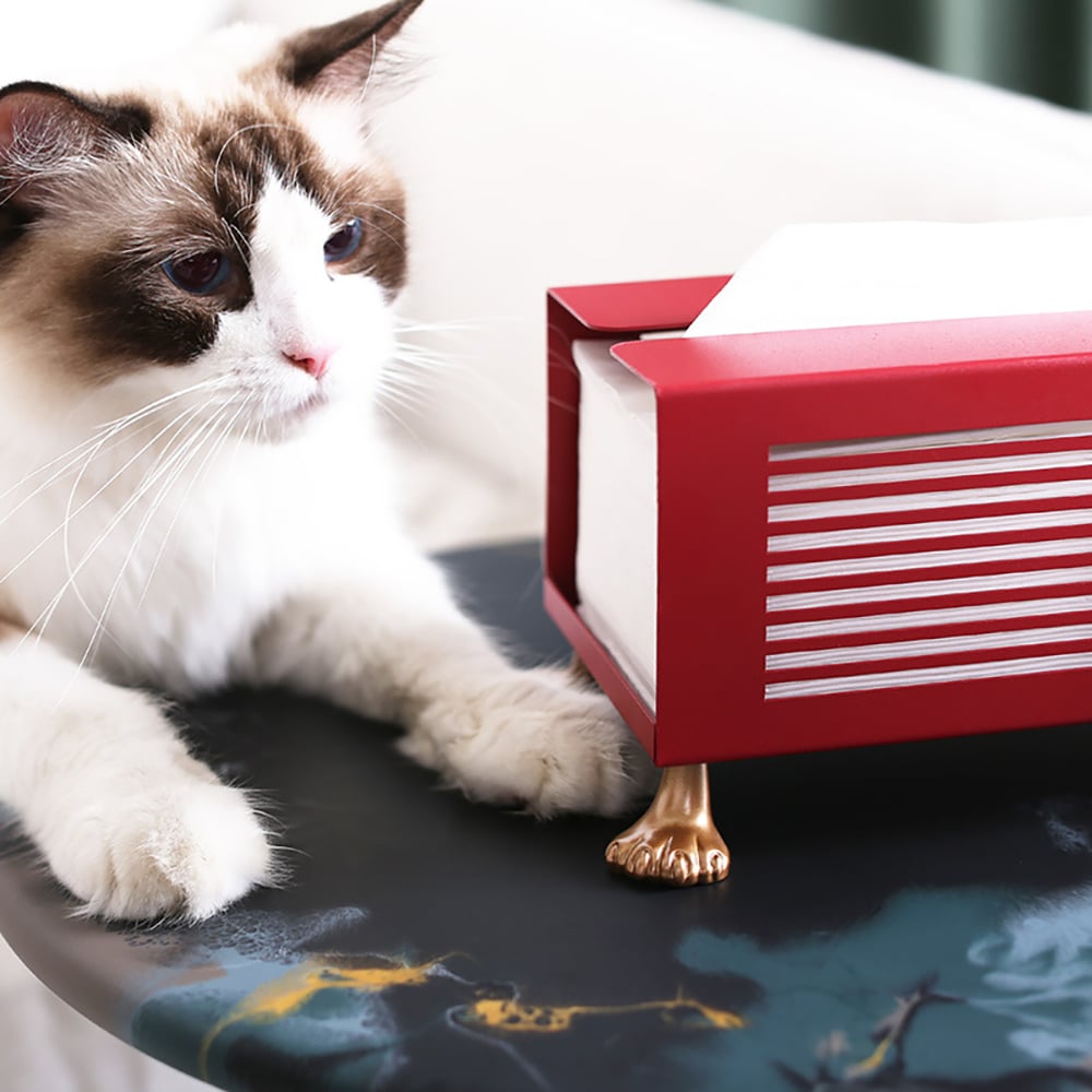 Modern Simple Pull-Out Tissue Box Holder with 4 Cat Legs window image