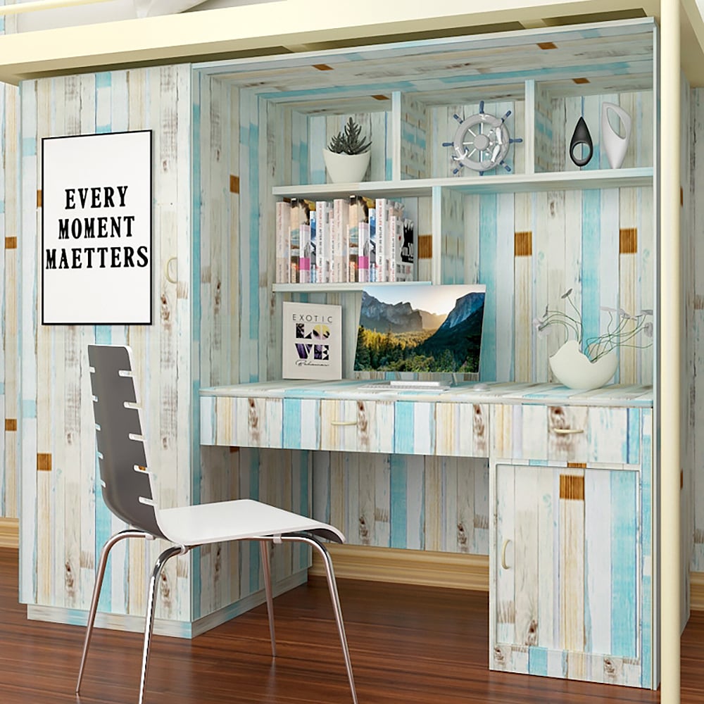 Vintage Mediterranean Wood Grain Multi-Colour 450mm x 5000mm Peel and Stick Wallpaper window image