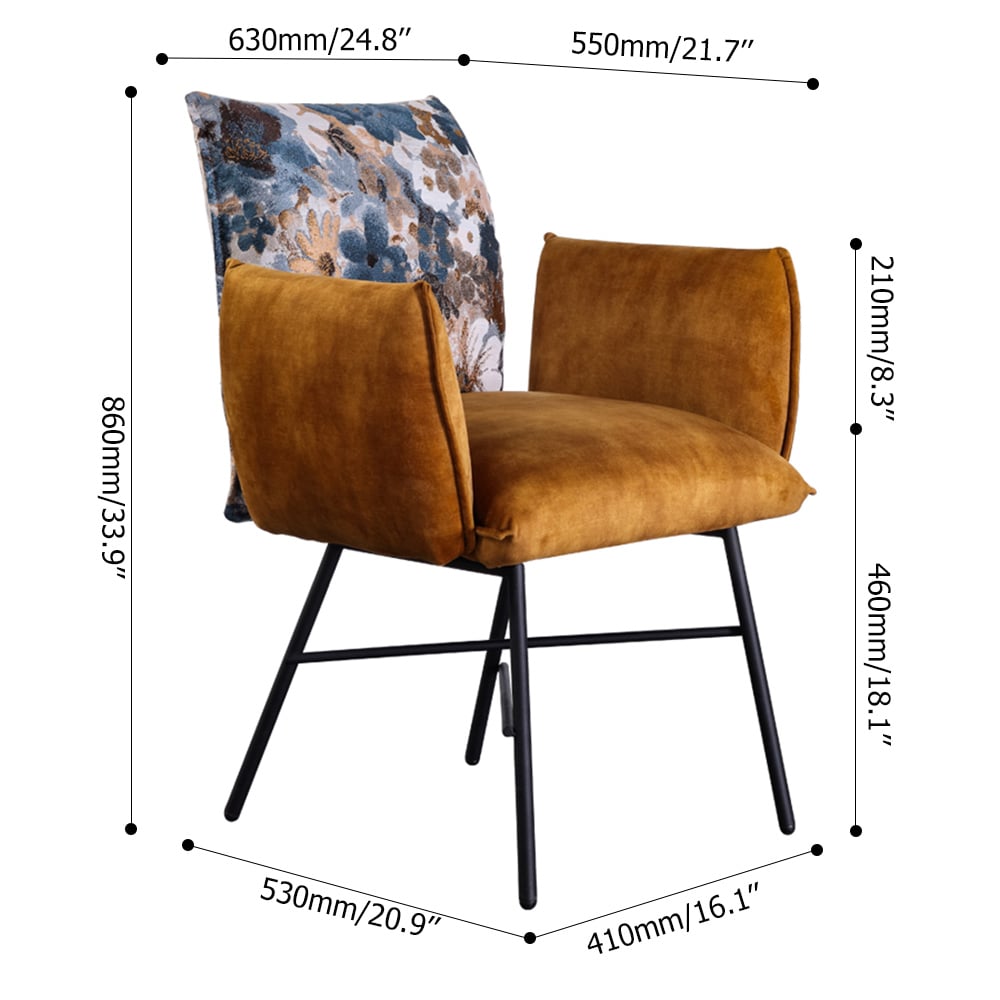 Contemporary Velvet Accent Chair Floral Arm Chair window image