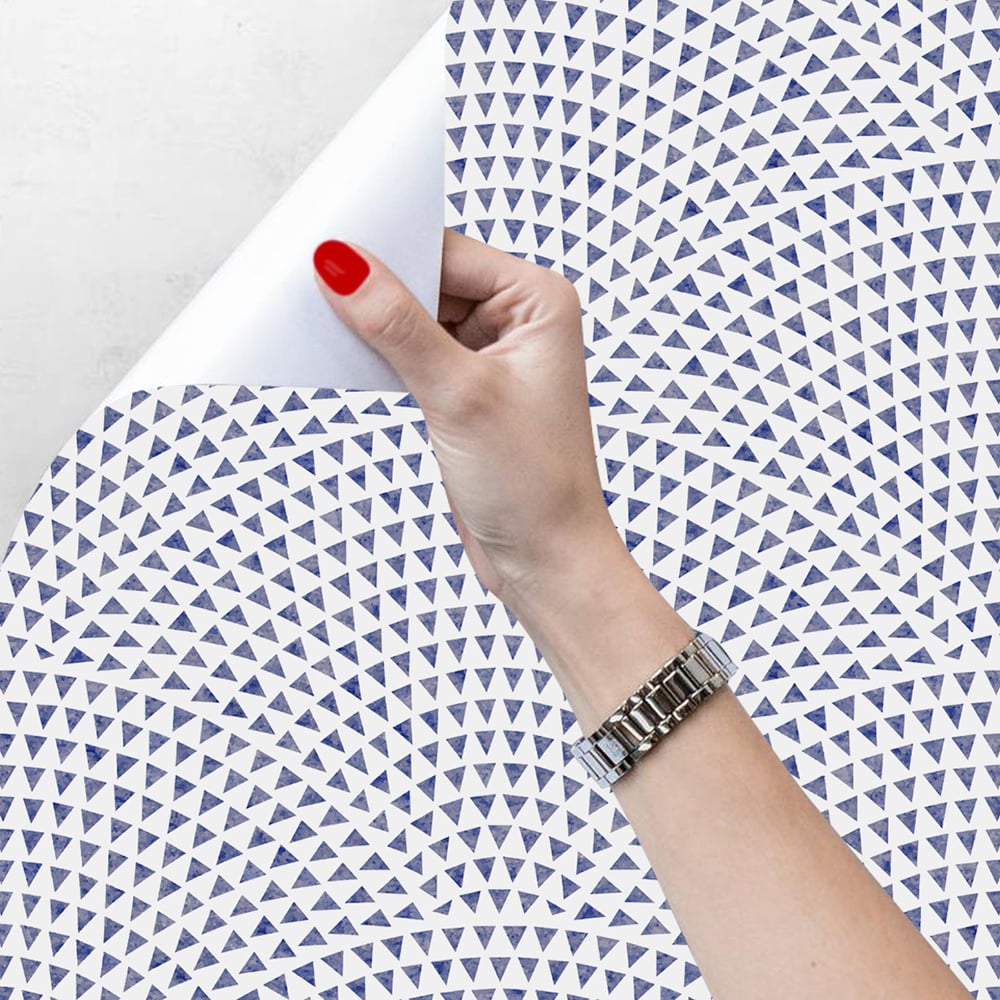 450mm x 3000mm Modern Geometric in Blue&White Peel and Stick Wallpaper 2 Rolls window image