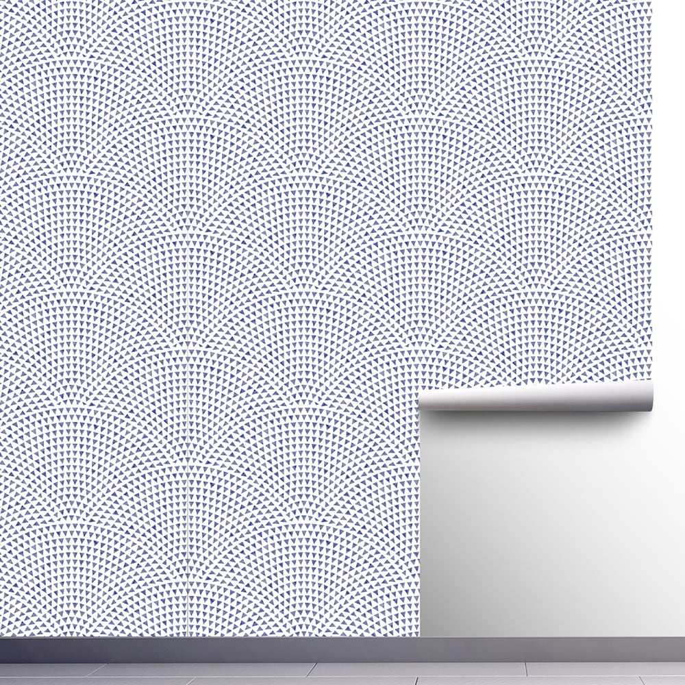 450mm x 3000mm Modern Geometric in Blue&White Peel and Stick Wallpaper 2 Rolls window image