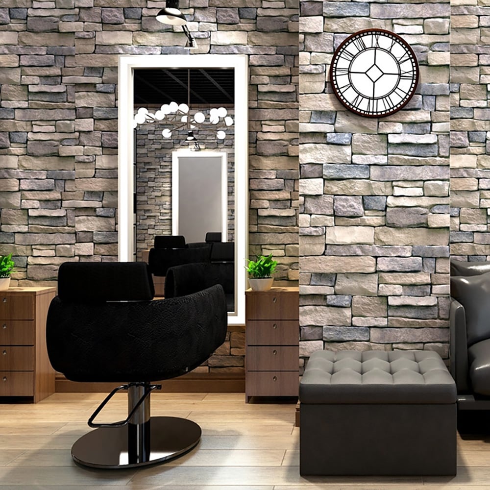 Vintage Industrial Brick Texture Yellow 17.7″W x 19.6′L Peel and Stick Wallpaper window image