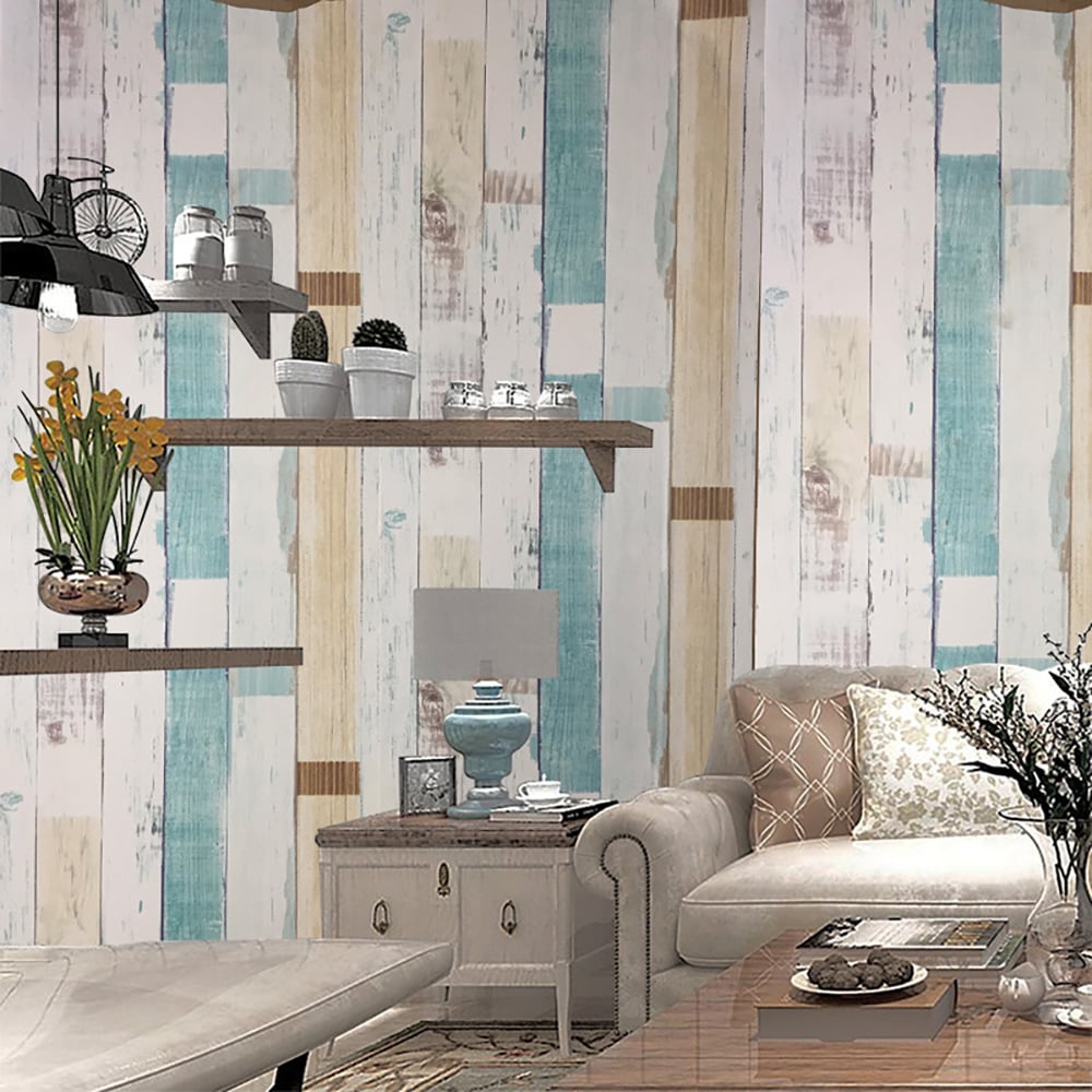 Vintage Mediterranean Wood Grain Multi-Colour 450mm x 5000mm Peel and Stick Wallpaper window image