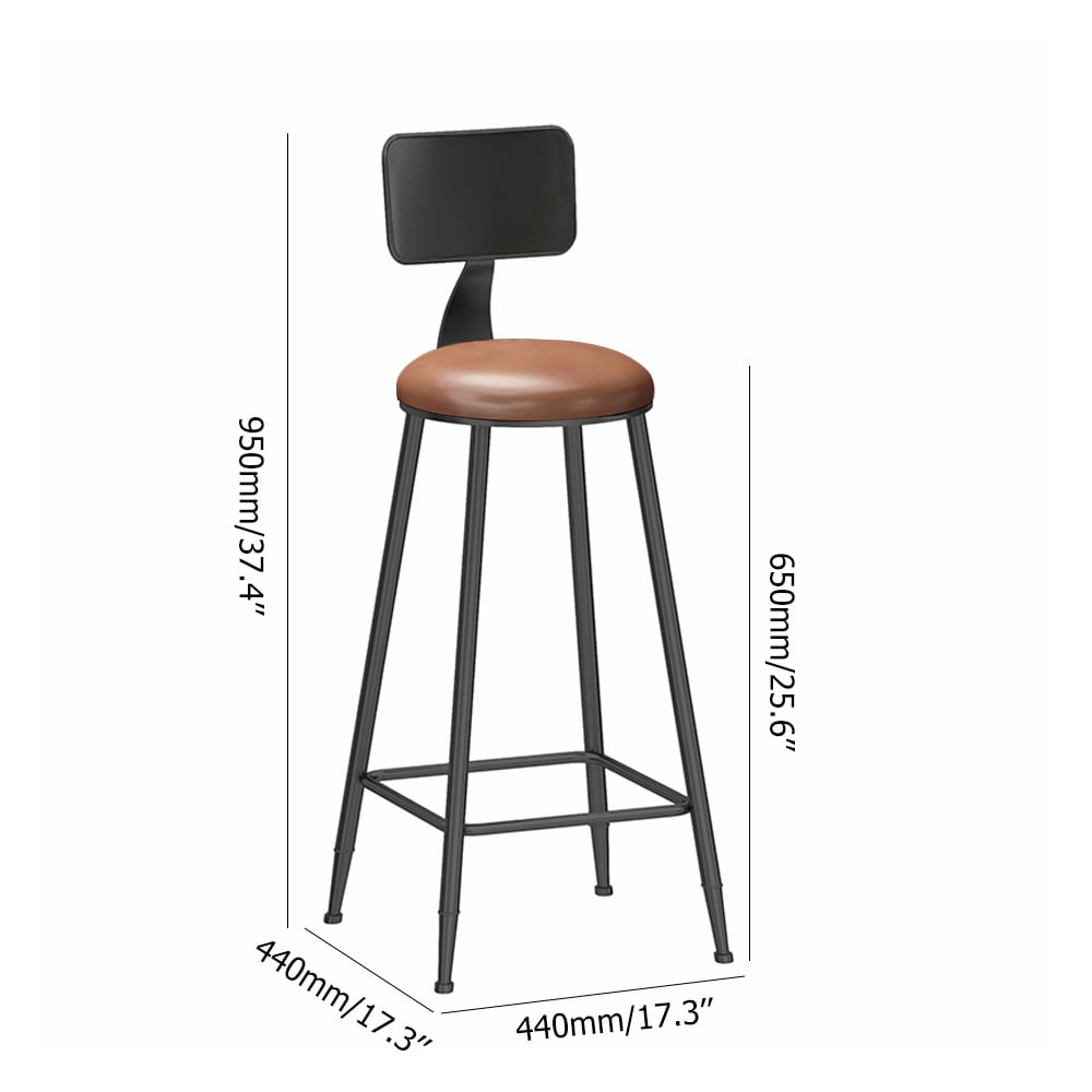 Industrial Metal Counter Height Bar Stool with Back and Footrest window image