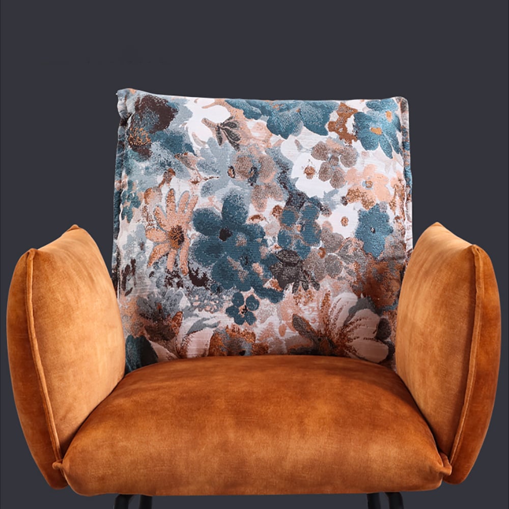 Contemporary Velvet Accent Chair Floral Arm Chair window image