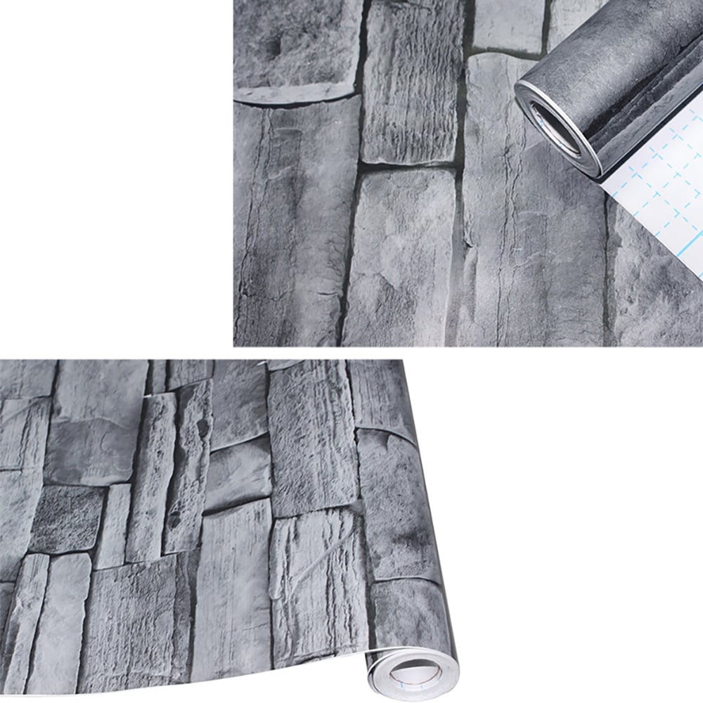 Vintage Stone Brick Texture in Cinerous 17.7''W x 19.6'L Peel and Stick Wallpaper window image