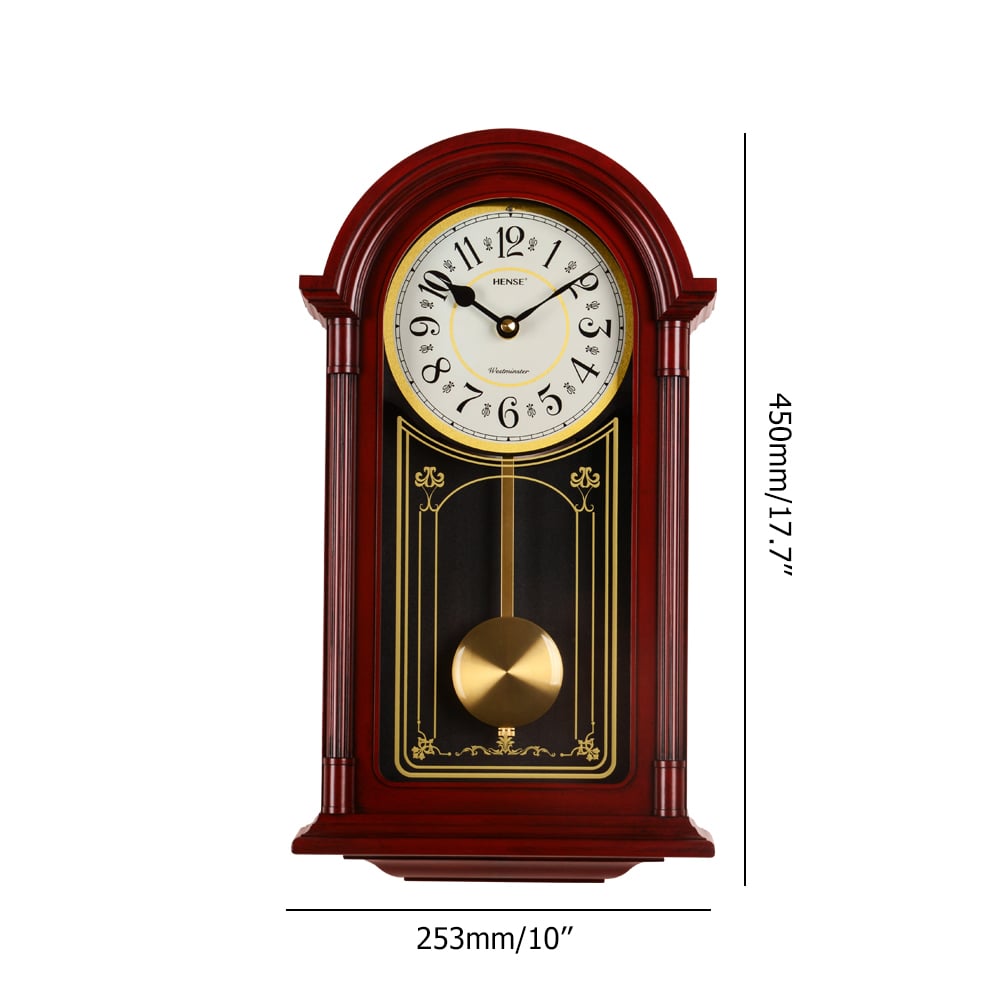 Nordic Retro Door-Shape Fashion Wall Clock with Golden Pendulum window image