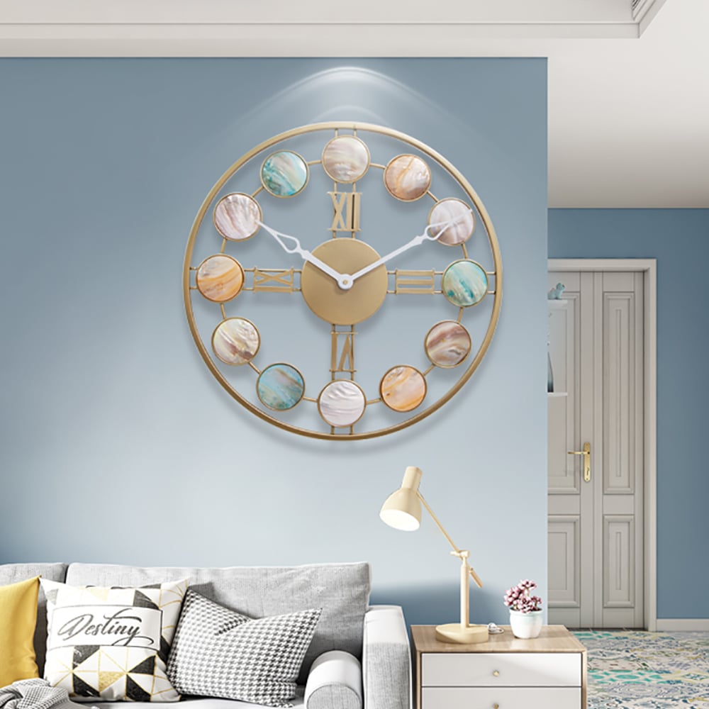19.7" Large Round Wall Clock Creative Shells Design Stylish Home Decor window image
