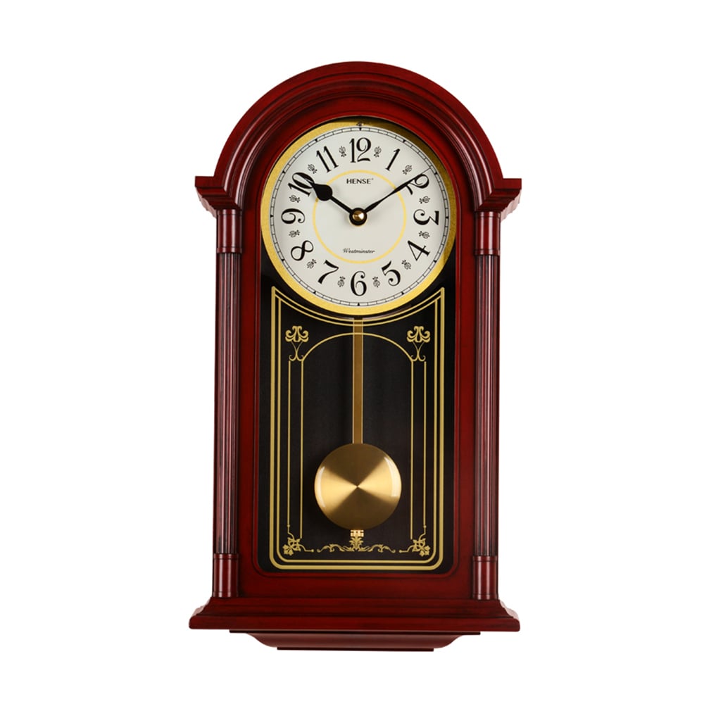 Nordic Retro Door-Shape Fashion Wall Clock with Golden Pendulum window image