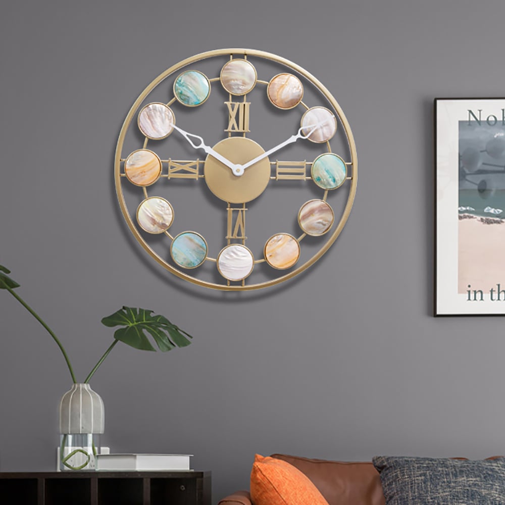 19.7" Large Round Wall Clock Creative Shells Design Stylish Home Decor window image