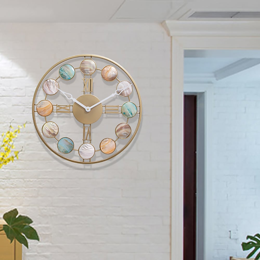 19.7" Large Round Wall Clock Creative Shells Design Stylish Home Decor window image