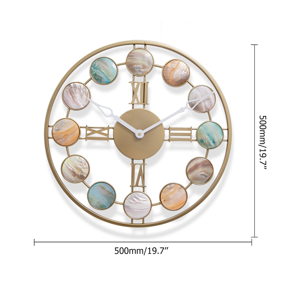 19.7" Large Round Wall Clock Creative Shells Design Stylish Home Decor window image