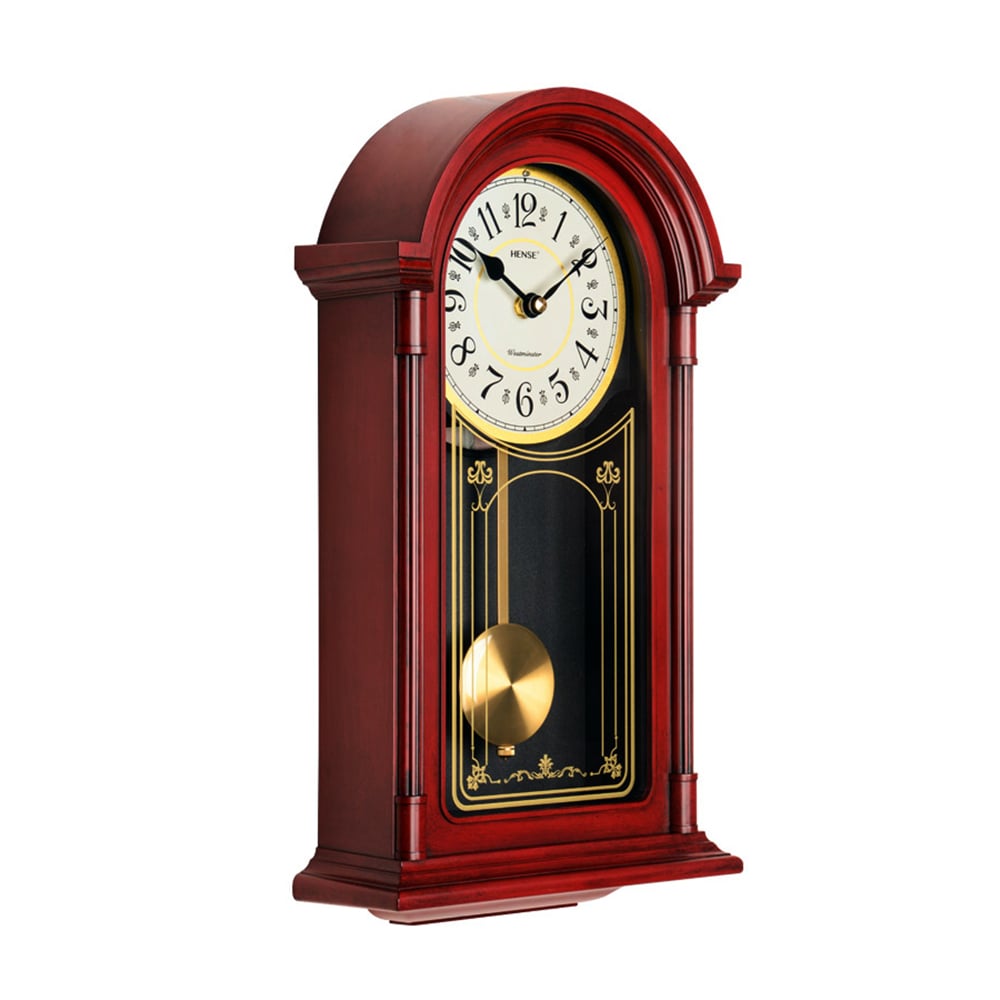 Nordic Retro Door-Shape Fashion Wall Clock with Golden Pendulum window image