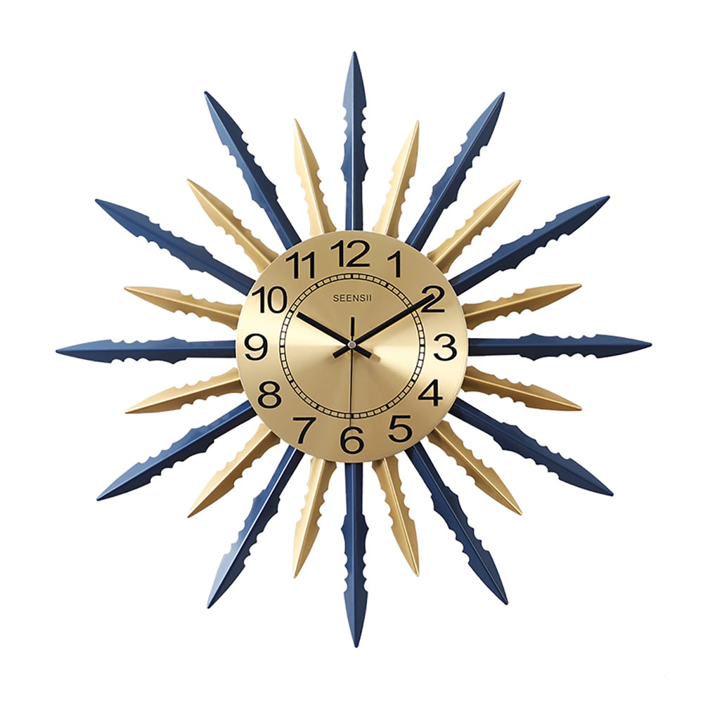 22" Nordic Modern Sunburst-Shape Iron Art Oversized Silent Wall Clock window image