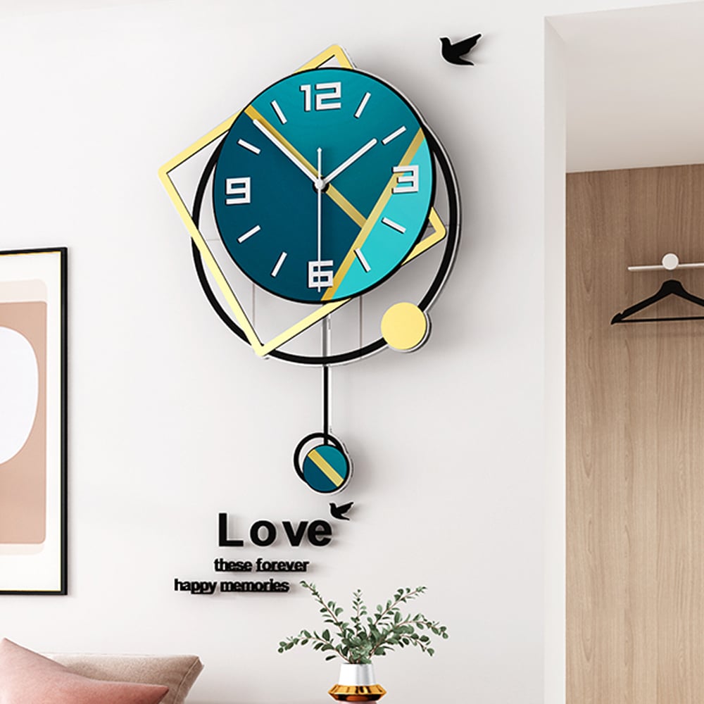 Nordic Creative Geometric Acrylic Wall Clock with Dynamic Round Pendulum window image