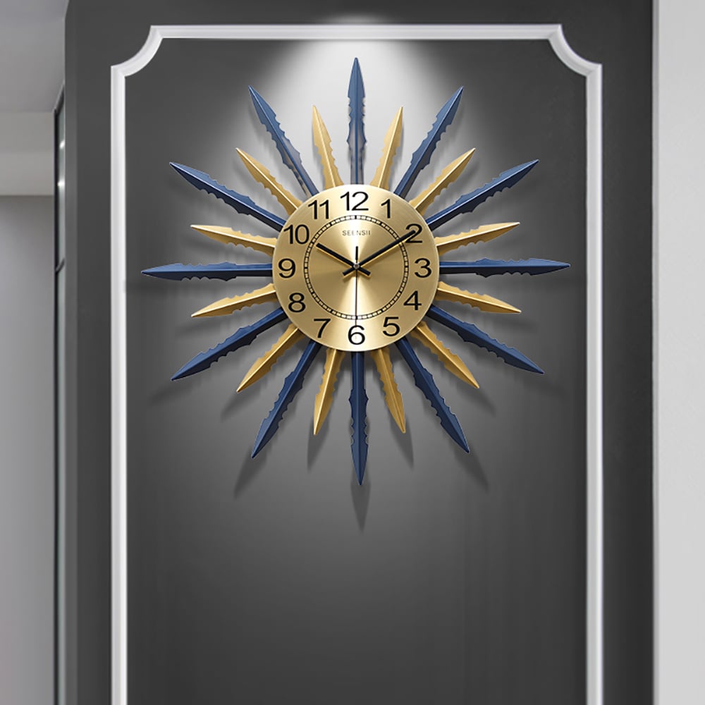 22" Nordic Modern Sunburst-Shape Iron Art Oversized Silent Wall Clock window image