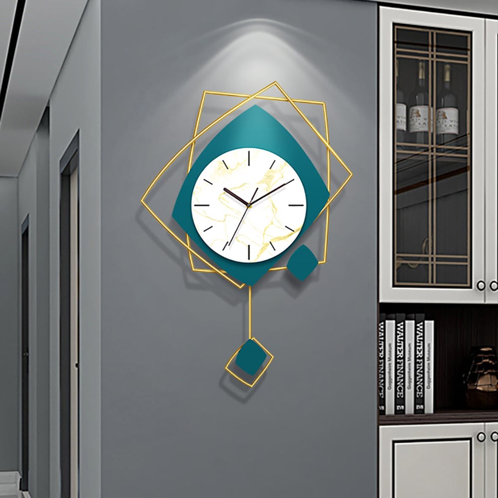 Nordic Modern Irregular Abstract Art Large Wall Clock with Unique Pendulum window image