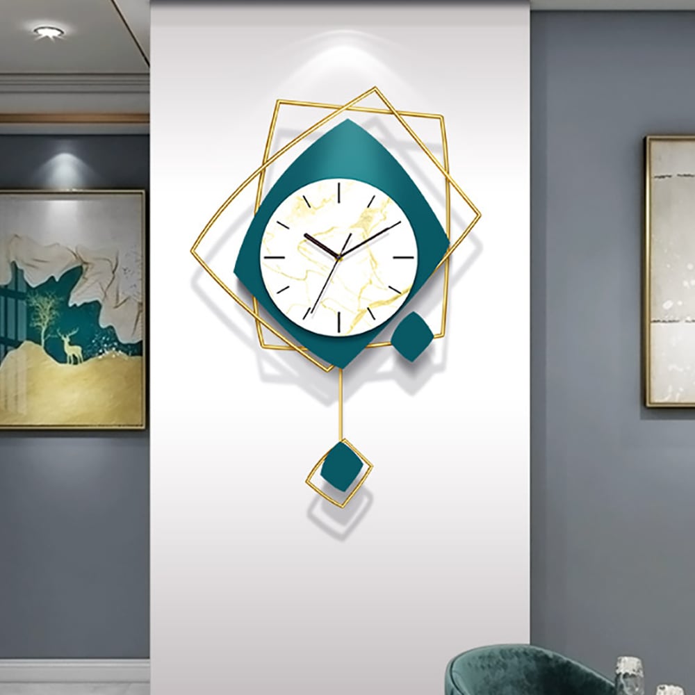 Nordic Modern Irregular Abstract Art Large Wall Clock with Unique Pendulum window image