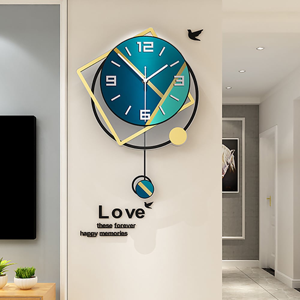 Nordic Creative Geometric Acrylic Wall Clock with Dynamic Round Pendulum window image