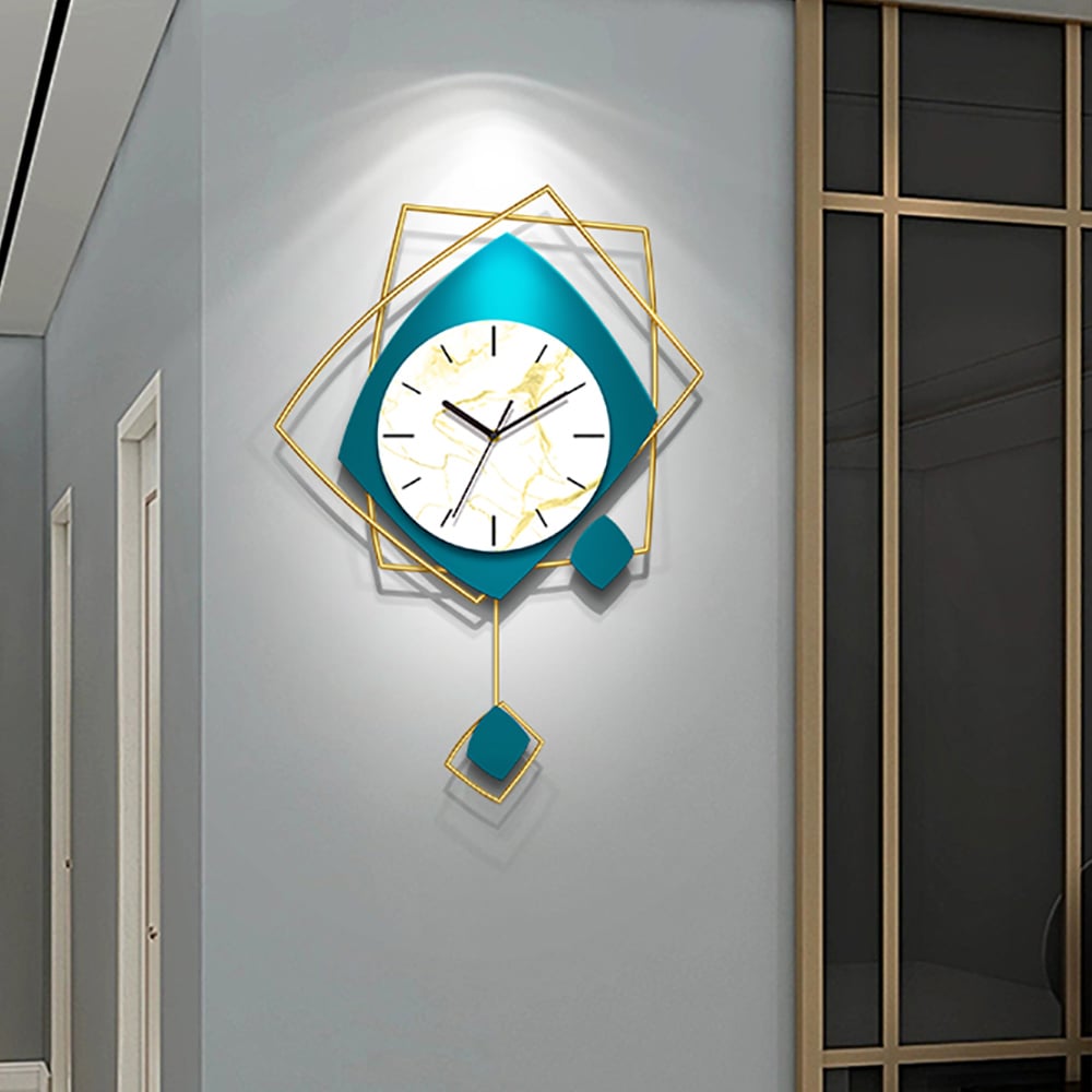 Nordic Modern Irregular Abstract Art Large Wall Clock with Unique Pendulum window image