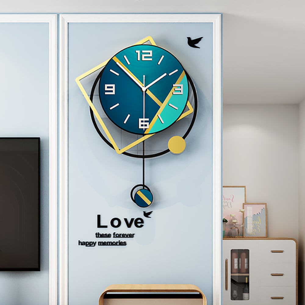 Nordic Creative Geometric Acrylic Wall Clock with Dynamic Round Pendulum window image