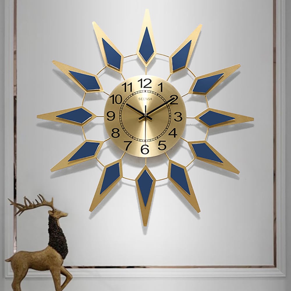 Gorgeous & Elegant Sunburst-Shaped Modern Metal Oversized Wall Clock window image