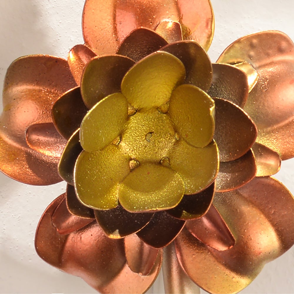 2Pcs/Set Pastoral Style 3D Metal Floral Wall Decor with Golden Rectangular Frame window image