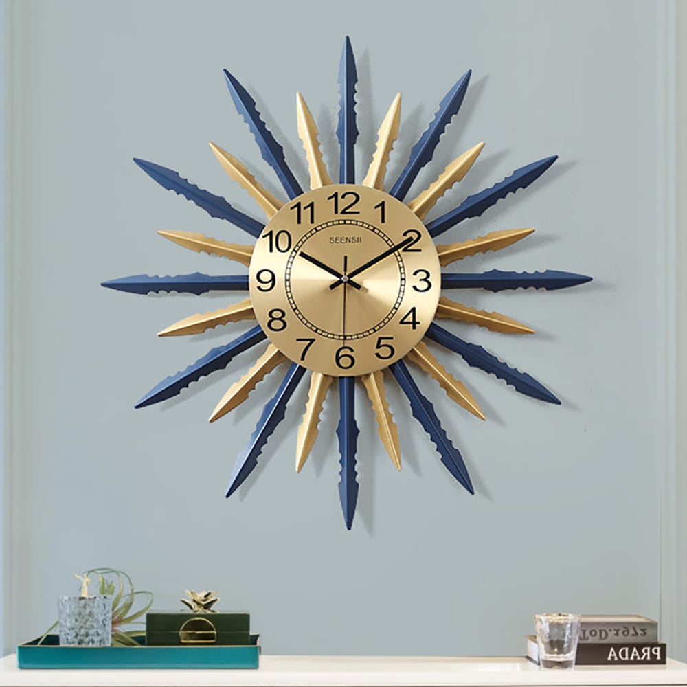 22" Nordic Modern Sunburst-Shape Iron Art Oversized Silent Wall Clock window image
