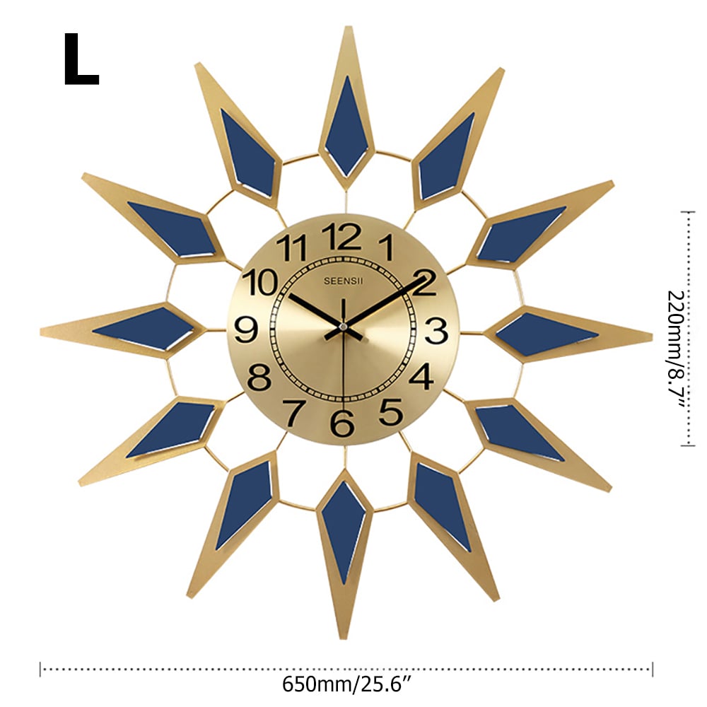 Gorgeous & Elegant Sunburst-Shaped Modern Metal Oversized Wall Clock window image