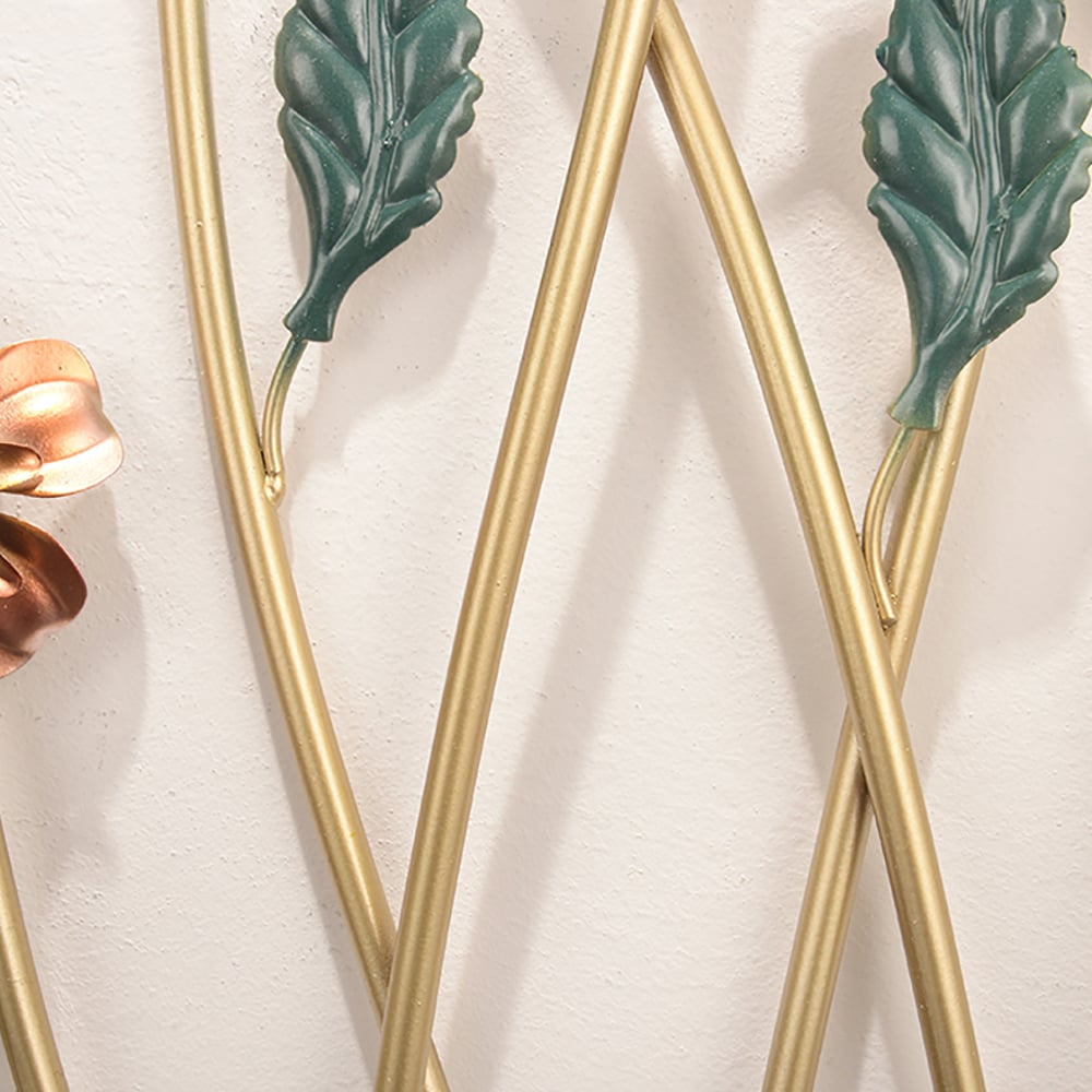 2Pcs/Set Pastoral Style 3D Metal Floral Wall Decor with Golden Rectangular Frame window image