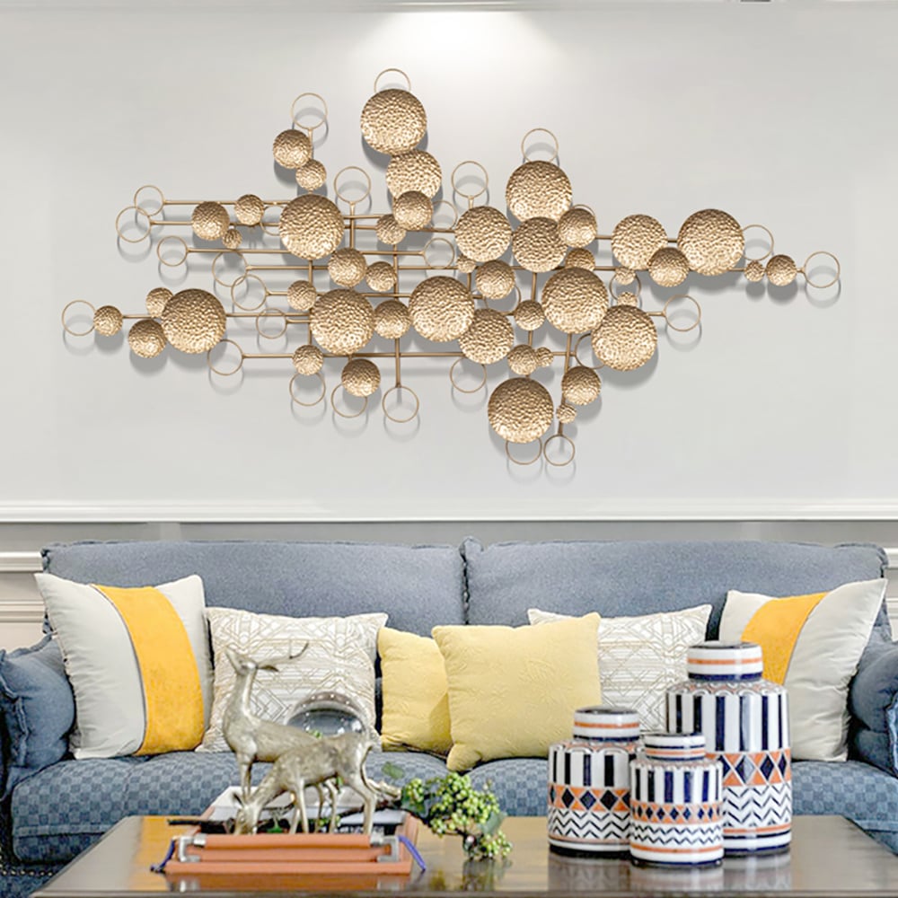 3D Creative Starry Sky Design Golden Artistic Geometric Metal Wall Decor window image