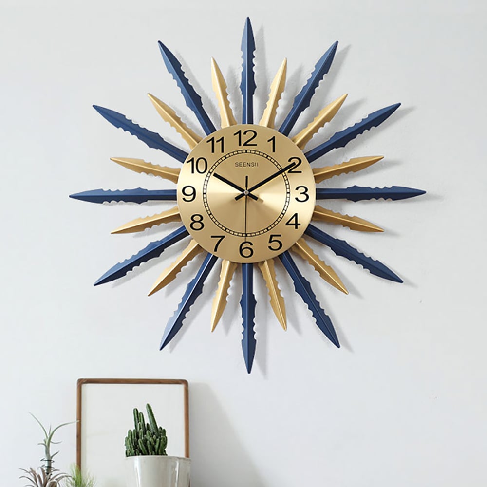 22" Nordic Modern Sunburst-Shape Iron Art Oversized Silent Wall Clock window image