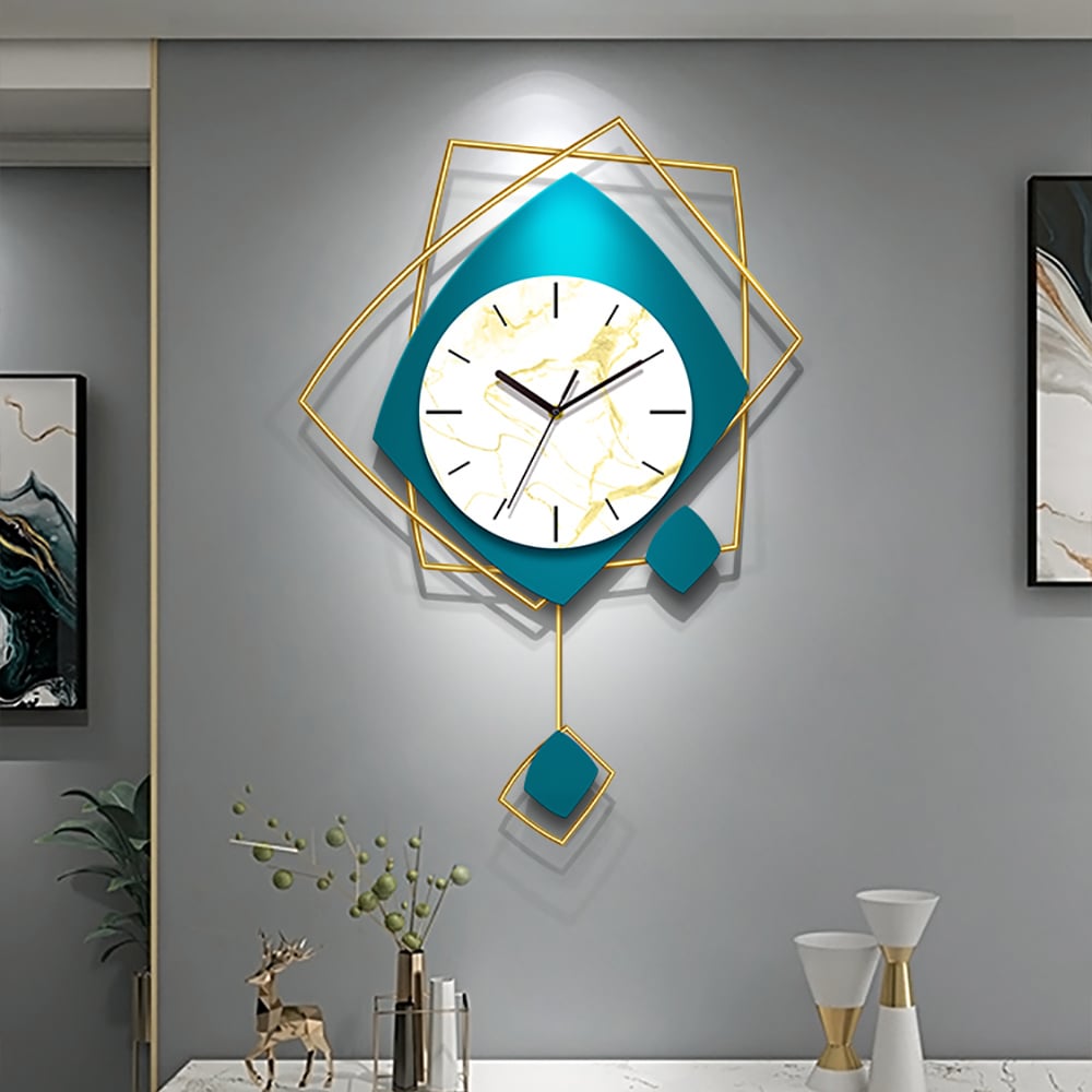Nordic Modern Irregular Abstract Art Large Wall Clock with Unique Pendulum window image