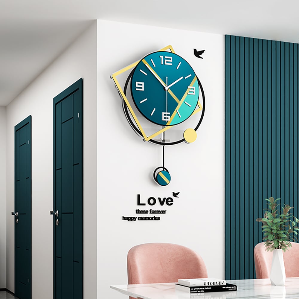 Nordic Creative Geometric Acrylic Wall Clock with Dynamic Round Pendulum window image