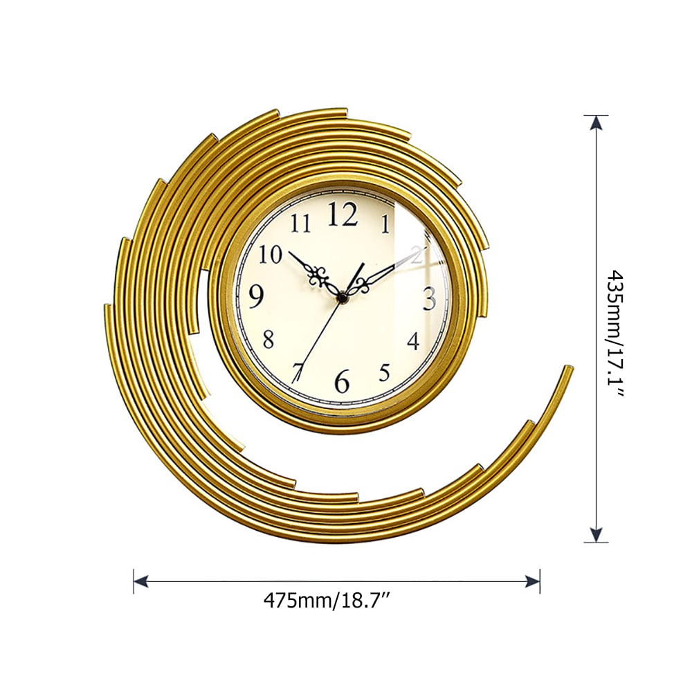 Upscale Spiral Metal Frame Large Wall Clock with High Transmittance Glass Cover window image